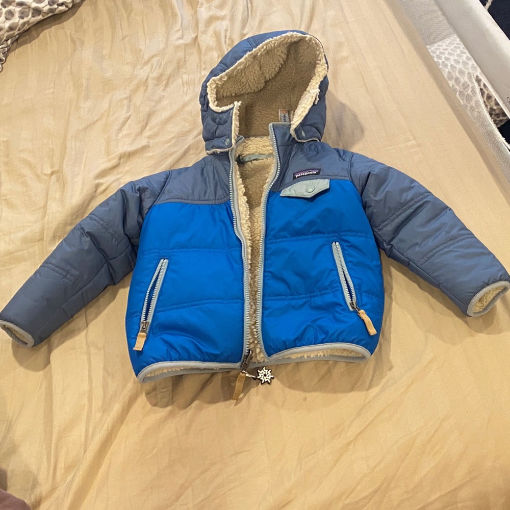 Patagonia Kids Puffer Jacket in Blue and Gray
